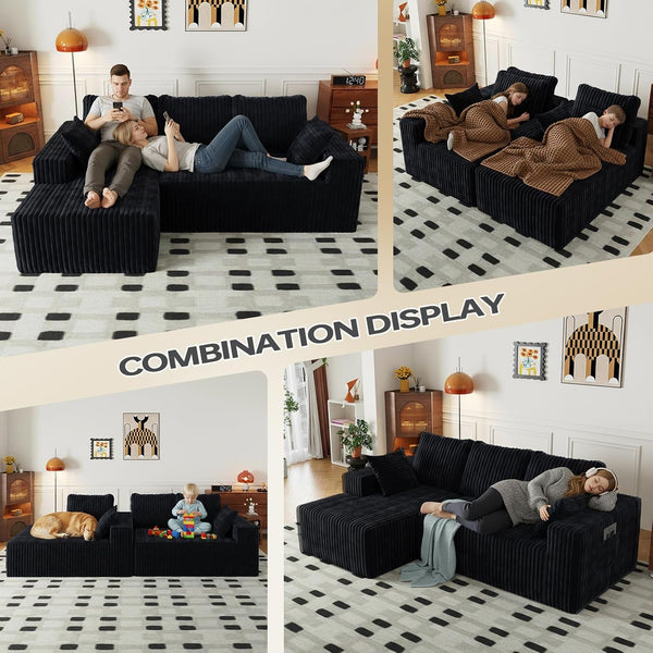 96" Cloud Boneless Sectional Couches with Chaise for Living Room6