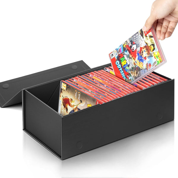 Video Game Holder, Game Disc Storage Box Compatible with Nintendo Switch Game Holder, Organize up to 28 Cases - Black 1 Pack1
