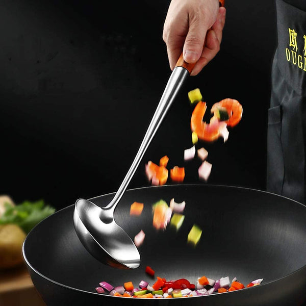 Wok Spatula and Ladle,Skimmer Ladle Tool Set, 17Inches Spatula for Wok, 304 Stainless Steel Cooking Utensils9