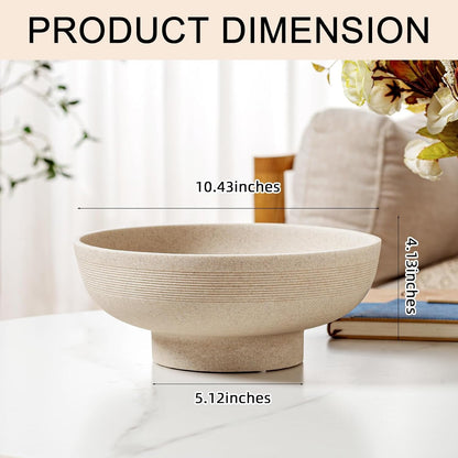Large Decorative Fruit Bowl,10.43" Modern Snack Candy Bowl Beige | Sandstone Look,Minimalist,For Kitchen Counter,Dining Room Table Centerpiece Decor,Entryway,Home,Office,Hotel,Cafe,Bar3