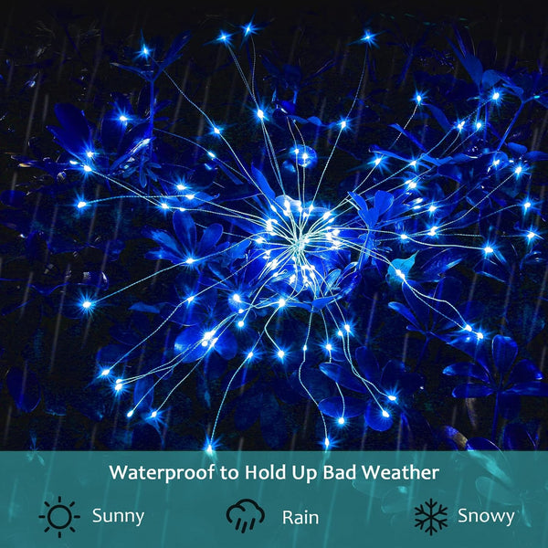 Solar Firework Lights, 2 Pack 120 Leds 2 Lighting Modes Solar Garden Lights Outdoor Waterproof for Yard Patio Walkway Pathway Party Wedding Christmas Decorative - Blue5