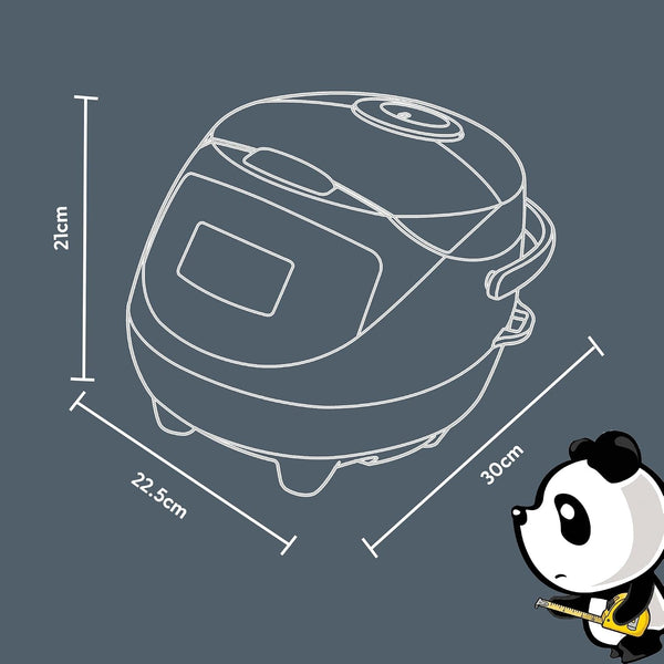 Panda Mini Rice Cooker with Ninja Ceramic Bowl and Advanced Fuzzy Logic (3.5 Cup, 0.63 Litre) 4 Rice Cooking Functions, 4 Multicooker Functions, Digital LED Display - 120V7