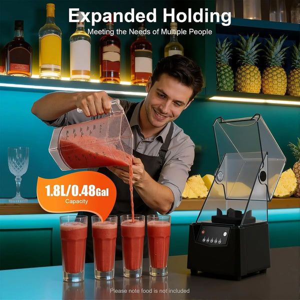 1.8L Quiet Blender, Soundproof Smoothie Maker with Stainless Steel 110V | 1.8L Soundproof Smoothie Blender with Stainless Steel Construction, Quiet Operation Frozen Drink Maker for Smoothies7