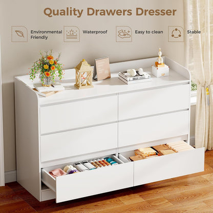 White Dresser for Bedroom, 6 Drawer Dresser Chest of Drawers7
