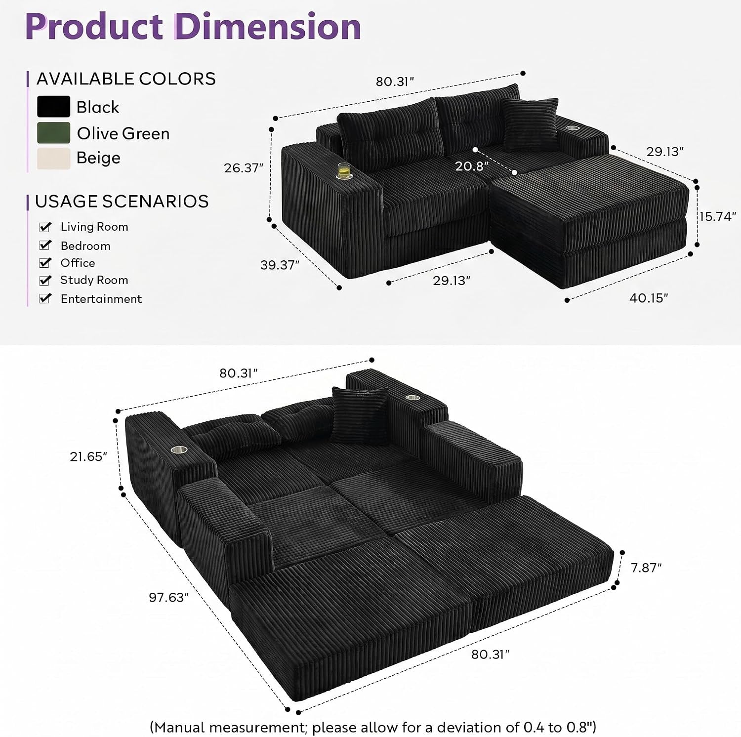 80-31-modular-sectional-cloud-couch-boneless-loveseat-with-ottoman-black