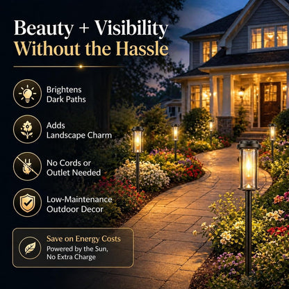 8 Pack Solar Pathway Lights Outdoor 21" LED Solar Garden Lights9