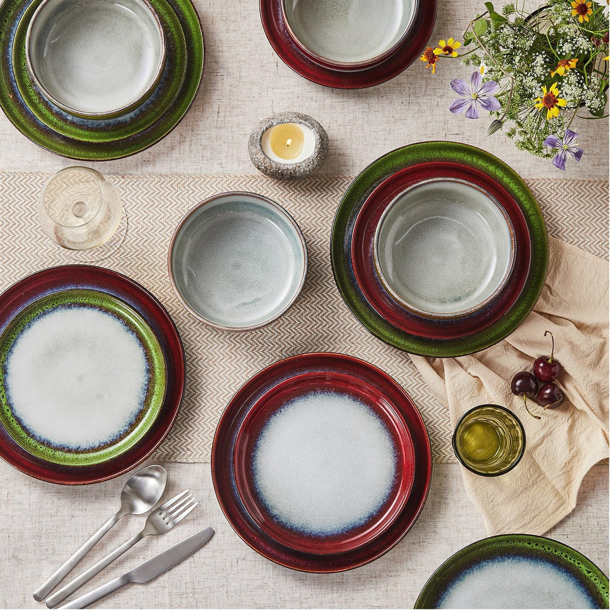 stoneware-dinnerware-sets-for-4-reactive-glaze-kiln-fired-red