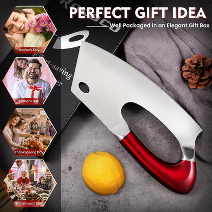 Effort Saving Meat Cleaver - Red Easy Handle Chef Knife9