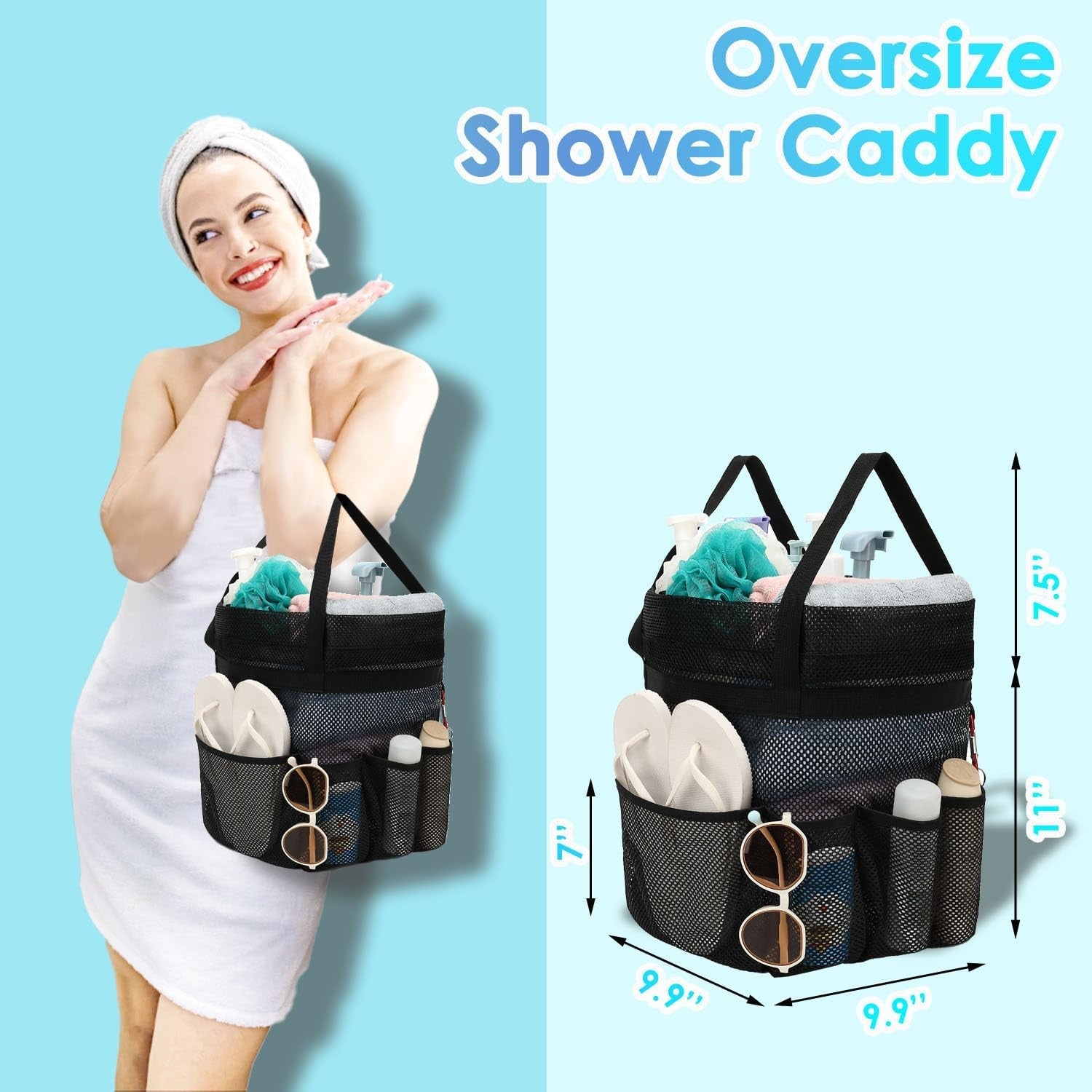mesh-shower-caddy-portable-with-drawstring-dorm-room-essentials-for-college-girls-guys-8-pocket-extra-large-shower-bag-basket-tote-for-camping-beach-gym-travel-toiletry-bathroom