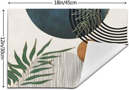 Mid Century Placemats 12X18 Inches Set of 4, Modern Boho Green Navy Blue Tropical Leaf Decorative Rectangle Table Mats for Party, Home Kitchen,Dining Table Decoration7