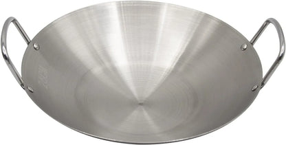Stainless Steel Wok 10 Inch/ 26Cm, round Bottom Dual- Handled Heavy Wok, Traditional Canton Style Frying Pan Multi- Cooking Wok Stir Fry Pan for Kitchen Restaurant Home (Small)1