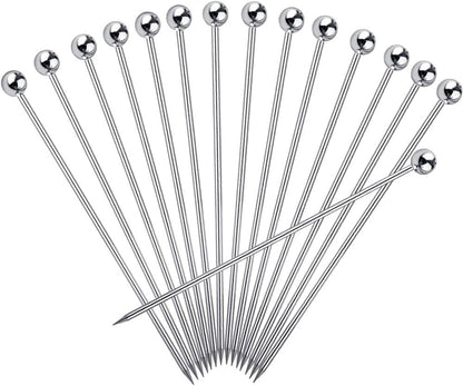 15PCS Cocktail Picks, Stainless Steel Cocktail Toothpicks 4.3 in | Reusable Garnish Sticks, Bloody Mary Skewers, Metal Martini Picks for Olives, Drinks, Appetizers, Fruit, Bar Accessories1