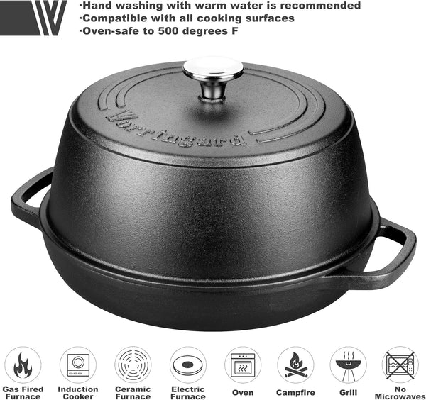 Pre-Seasoned Cast Iron Dutch Oven Pot with Lid for Bread Baking, Include Sourdough Bread Baking Supplies like Banneton Bread Proofing Basket, Bread Oven, 6 Quart3