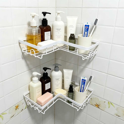 Shower Caddy 2 Pack, Adhesive No Drilling Corner Shower Shelf, Rustproof Bathroom Organizer with Hooks1