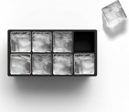 Ice Cube Molds, 2 Pack Silicone Trays for 8 Large Square Cubes | Slow Melt Large Squares, Flexible Silicone Trays, Easy Release, 2 Pack, for Whiskey Cocktails Coffee & More2