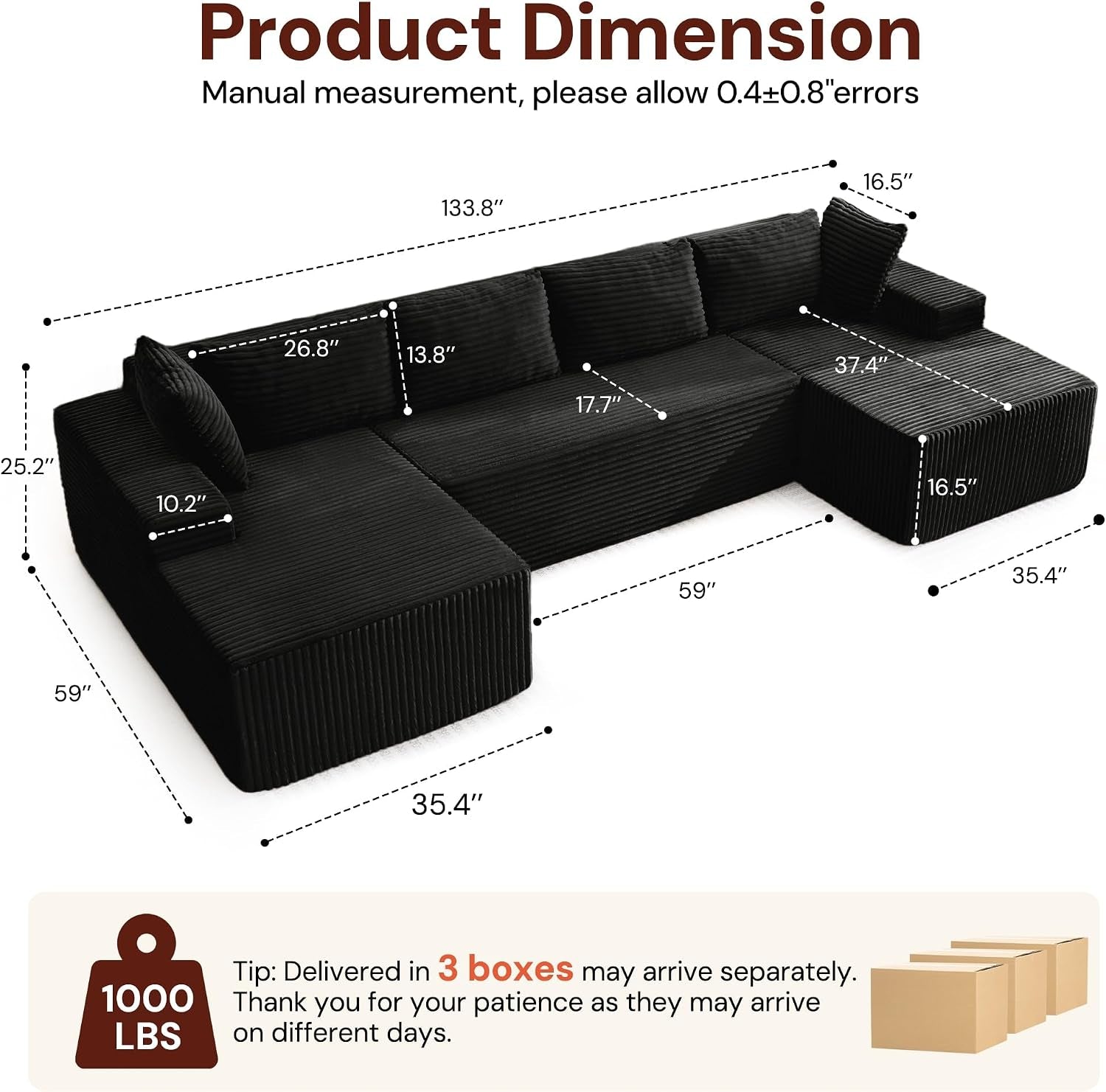 133-oversized-modular-sectional-sofa-u-shaped-boneless-couch-with-double-chaise-comfy-corduroy-cloud-couch-sectional-deep-seat-sectional-couches-for-living-room-no-assembly-required-black