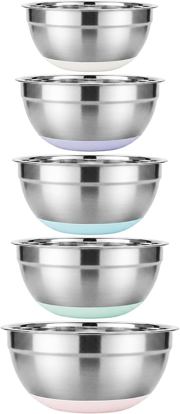 5PCS Stainless Steel Mixing Bowls Set with Non-Slip Silicone Base1