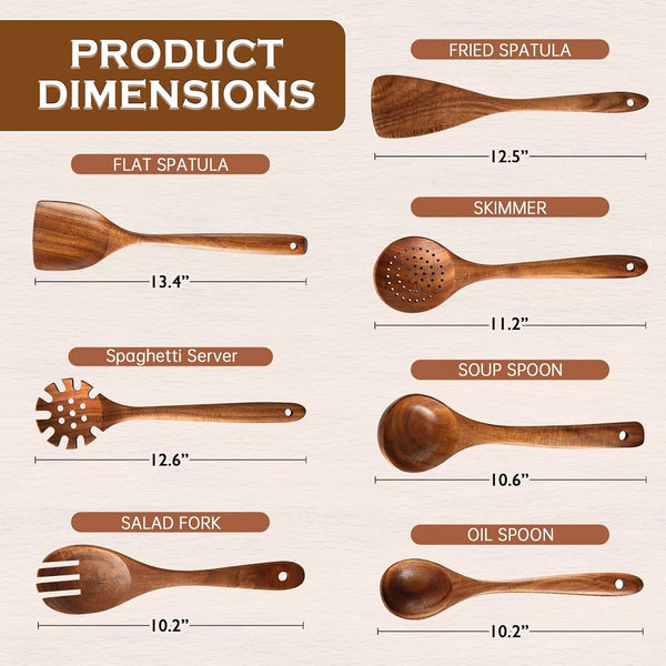 Wooden Spoons for Cooking 7Pcs Natural Acacia Wooden Utensils Set, Wooden Spoon, Spatula, Salad Fork for Cooking,Serving, Stirring, Heat-Resistant, Non-Stick Wood Kitchen Utensil Sets2