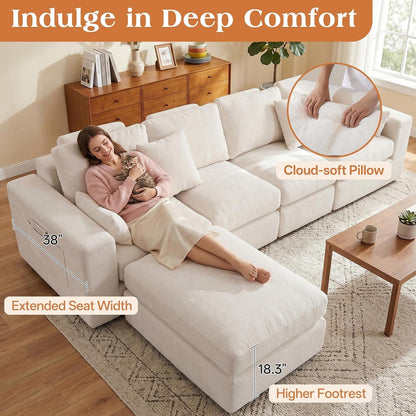 136" Cloud Modular Sectional Sofa with Detachable Seat Cushion6