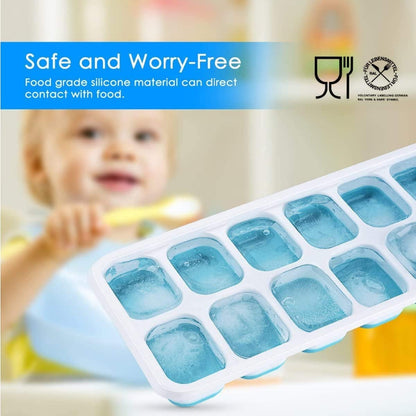 Ice Cube Trays, Silicone Easy-Release and Flexible 14-Ice Trays with Spill-Resistant Removable Lid, BPA Free, Durable and Dishwasher Safe, 2 Pack4