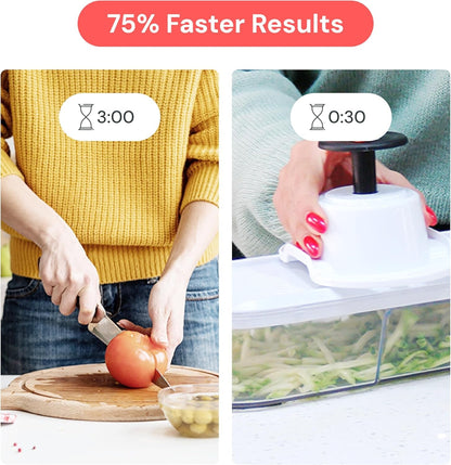 Pro Core Vegetable Chopper & Mandoline Slicer, Meal Prep Essential | 6 in 1 Veggie Slicer, Onion & Fruit Slicer with Julienne, Grater & Dicer Stainless Steel Blades + Container (White)3