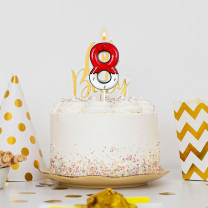 Cartoon White and Red Lightning Cake Candle Digital Anime Cartoon Birthday Candle Cake Decoration Animation Birthday Decoration Party Supplies(8)6