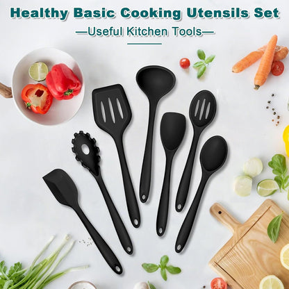 Silicone Cooking Utensil Set of 7, Kitchen Cooking Utensil Set7