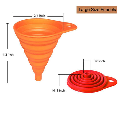 Kitchen Funnel Set 4 Pack, Small and Large, Kitchen Gadgets Accessories Foldable Silicone Collapsible Funnels for Filling Water Bottle Liquid Transfer Food Grade2