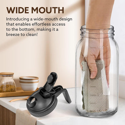 32 Oz Breast Milk Pitcher, 1 Quart Glass Mason Jar with Lid | Bpa-Free,Double Leak-Proof Lid,Wide Mouth,Thick Glass,Sturdy Handle ,Measurement Marks,Flip Cap ,Smooth Spout4