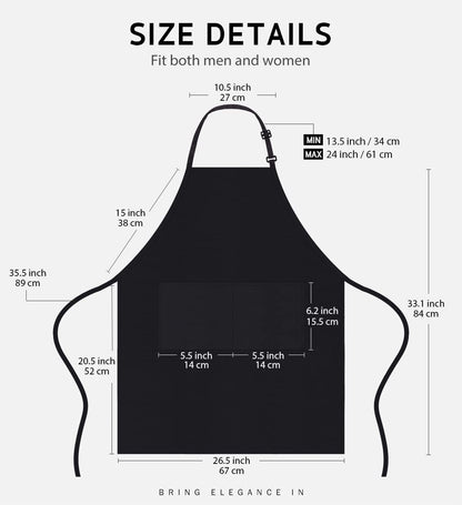 12 Pack Apron with 2 Pockets Aprons for Men Women, Polyester, Black | Bulk, Commercial Use, Durable Polyester, Double Stitching, Adjustable Strap, 2 Pockets, Multi-Purpose, BBQ, Grill, Gift2