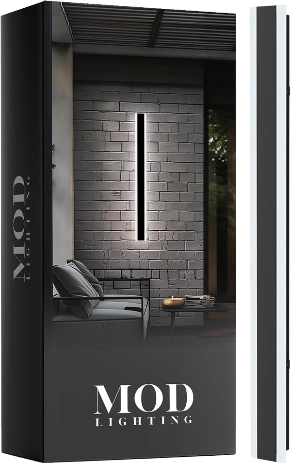 Haylen Wired LED Outdoor Wall Light (1-Pack), 31" Water Resistant Outdoor LED Sconce, Remote Dimming Modern Wall Sconces for Patio, Garage, Black1