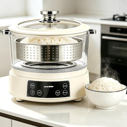 3L Low Carb Rice Cooker, Multi-Rice Cooker with Auto Lift Filter Basket, Separate Rice from Soup, Steam or Boil, Smart Touchscreen Precise Temperature Control, for Home Use1