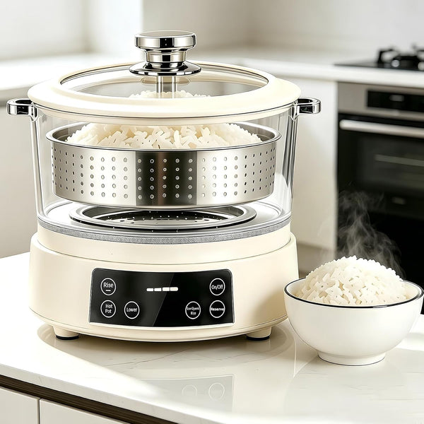 3L Low Carb Rice Cooker, Multi-Rice Cooker with Auto Lift Filter Basket, Separate Rice from Soup, Steam or Boil, Smart Touchscreen Precise Temperature Control, for Home Use1