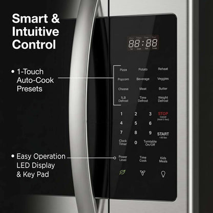 HOME 1.7 Cu. Ft. Over-The-Range Microwave Oven, 1000W Stainless Steel Microwave with 300 CFM Vent Fan, Ductless Installation, LED Display, Auto Cook Presets & Child Lock4