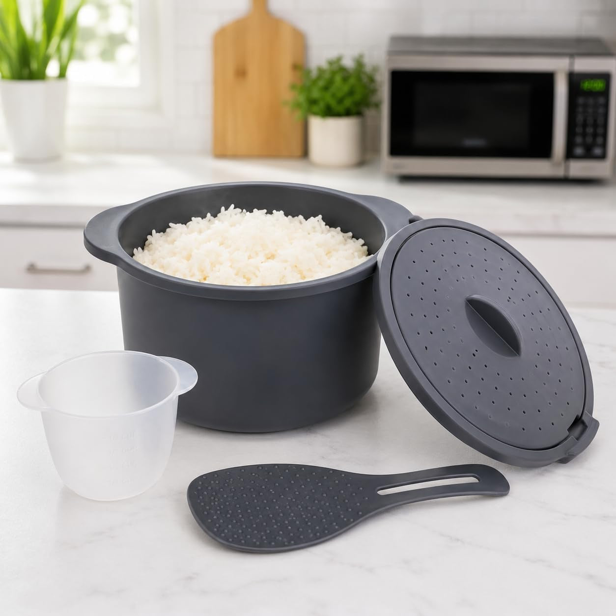 microwave-rice-cooker-and-grain-steamer-2-3l-with-paddle-and-measuring-cup-2-3l-microwave-cooker-for-rice-grains-and-vegetables-with-locking-vented-lid-paddle-and-measuring-cup