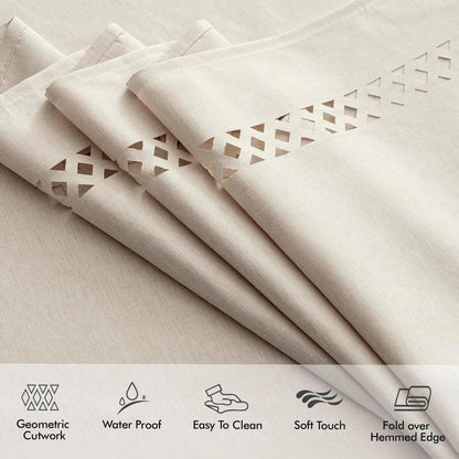 Beige Rectangle Tablecloth with Decorative Cutouts 52X70 Inch | Waterproof Stain Resistant & Shrink-Proof Table Cloth, Farmhouse Style, for Dining Wedding Kitchen Party Outdoor3