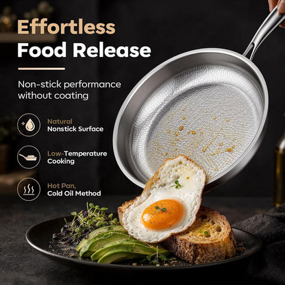 12" Titanium Pans for Cooking with Lid Hammered Chef-Grade Skillet | Pfoa-Free, Non-Stick, Chef-Grade,Tri-Ply Multi-Clad Skillet Scratch Resistant,Dishwasher, Oven & Induction Safe4