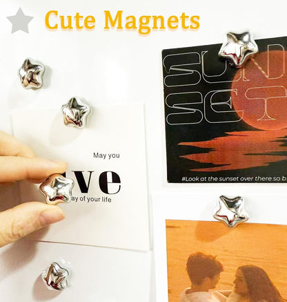 Fridge Magnets,15Pcs Silver Star Magnets Refrigerator Decorative | 15 Pcs Strong Magnets Fridge 0.73In Small Star Cute Decorative Magnet Set for Home Kitchen Office Whiteboard Locker6