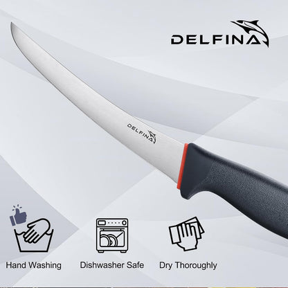 6 Inch Boning Knife, Curved Butcher Knife for Meat Cutting6