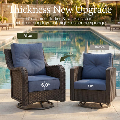 6 Piece Wicker Outdoor Furniture Set with 6-Inch Comfy Cushions4