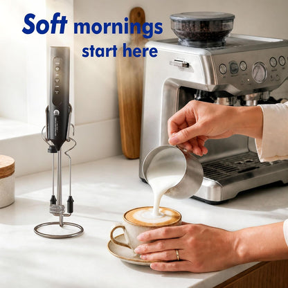 Rechargeable Milk Frother with Stand, 4 Interchangeable Whisks & Travel Case – Handheld Mixer for Lattes, Matcha, Hot Chocolate, Eggs & Protein Shakes2