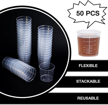 50 Pack 2 Oz Plastic Graduated Cups, Mixing Cups for Epoxy, Resin5