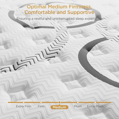 Queen Mattress 14 Inch Hybrid Mattress Euro Top Medium Firm for Back & Lumbar Support [New Version], 365 Night Trial, Individual Pocket Spring for Motion Isolation & Pressure Relief6