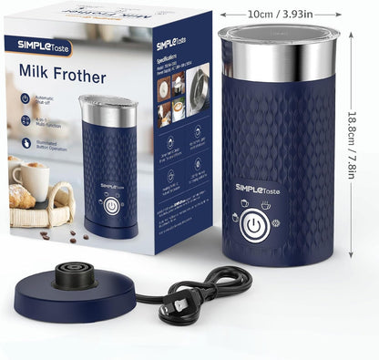 Milk Frother, 4-In-1 Electric Automatic Milk Steamer, Blue | Warm and Cold Foam Maker and Milk Warmer for Latte, Macchiato, Cappuccino, Hot Chocolate7