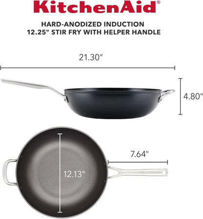 Kitchenaid Hard-Anodized Induction Nonstick Stir Fry Pan/Wok with Helper Handle, 12.25-Inch, Matte Black2