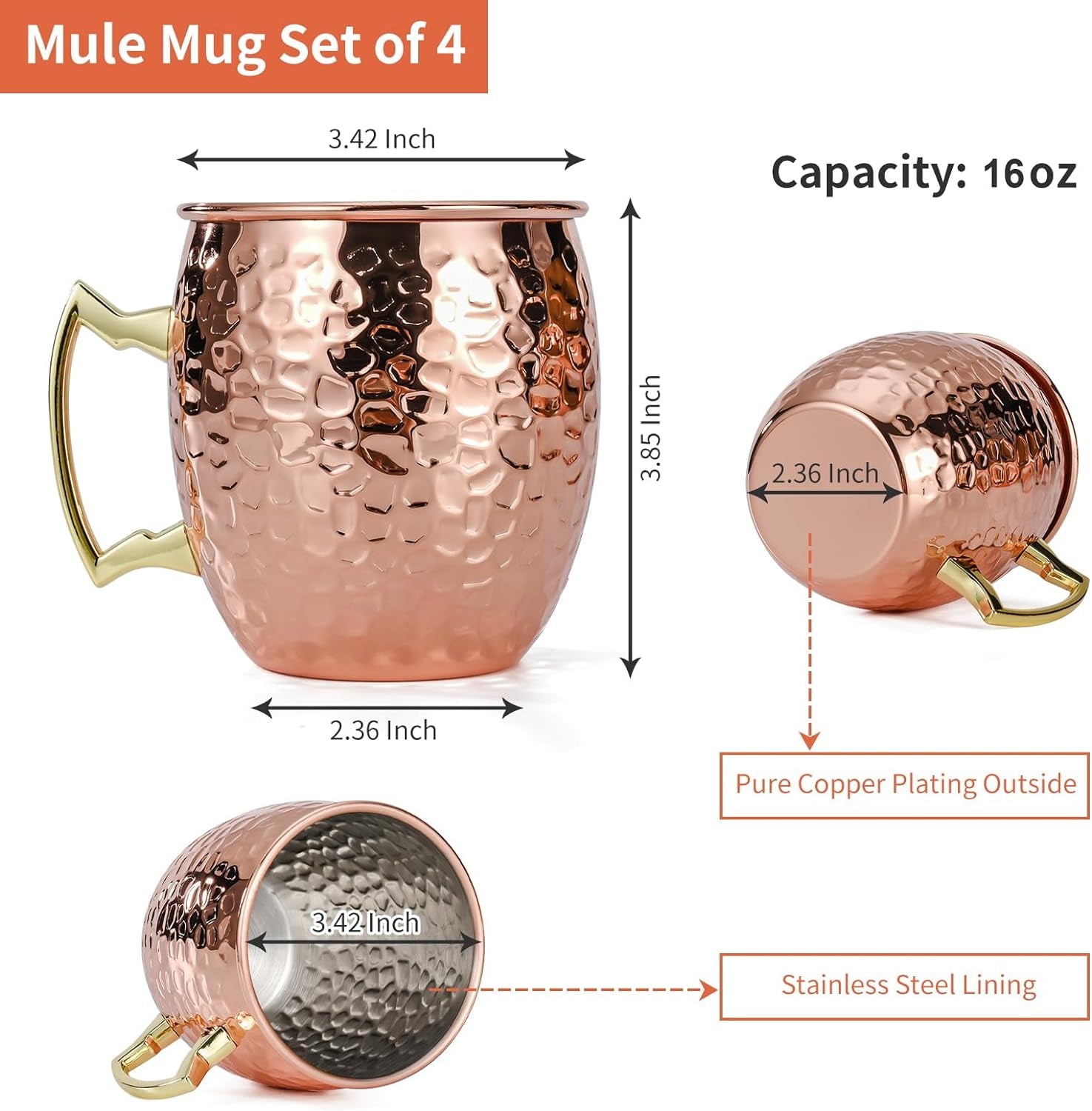 4-pcs-16oz-moscow-mule-mugs-hammered-with-angled-handle-copper-304-stainless-steel-lining-delicate-hammered-finish-firm-handle-for-cold-drinks-cocktails-wine-beer-bars-parties