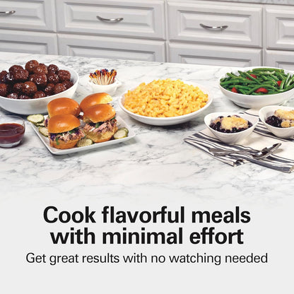 Stay or Go Extra Large 10 Quart Portable Slow Cooker | 3 Heat Settings | Lid Lock for Mess-Free Travel | Dishwasher-Safe Stoneware Crock & Glass Lid | Black | 33195G4