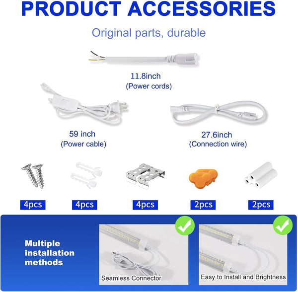 3FT Lights 36W 6500K 5000LM Daylight,Foot Led Shop Lights 110V Linkable Clear Cover Integrated V-Shape for Shop Garage Warehouse Workshop Commercial Bay Lighting(2-Pack)5
