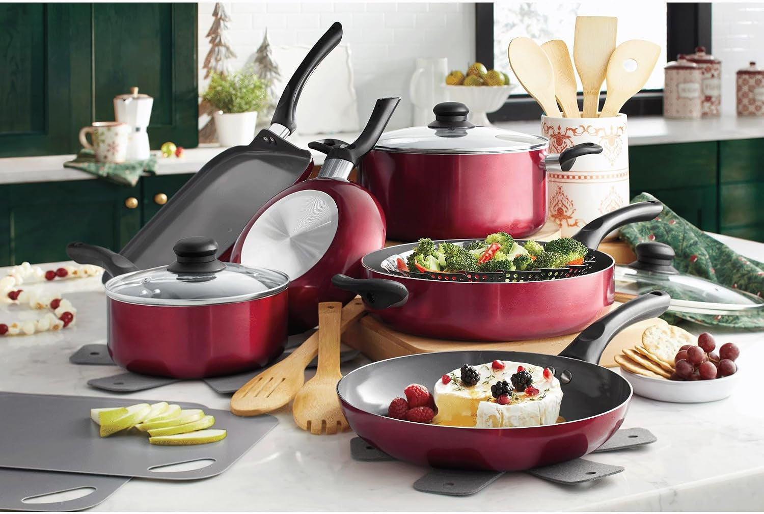 20-piece-ceramic-metallic-cookware-set-nonstick-ruby-20-piece-cookware-set-with-ceramic-nonstick-interiors-glass-lids-utensils-strainer-pads-and-griddle-pan