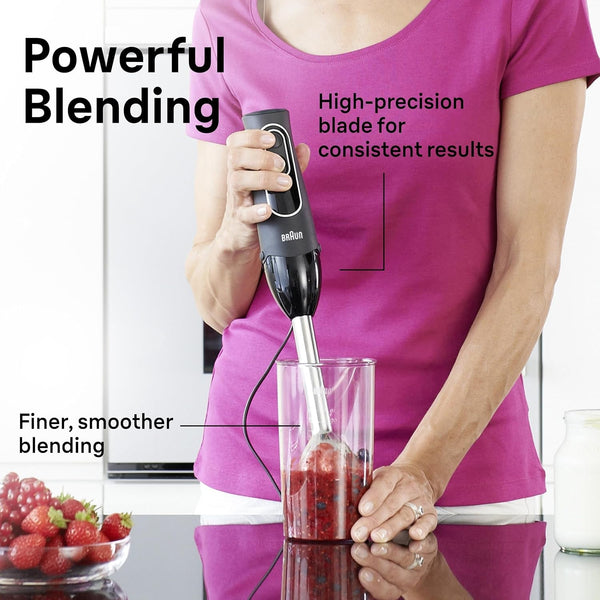 Braun Multiquick 5 Hand Blender, W/Beaker and Whisk, 350W, Dual Speed | #1 Hand Blender Brand, Beaker, Stainless Steel Blades, Slip Proof, Ergonomic Handle, Blend, Chop, Whisk, Mash, Crush, Puree5
